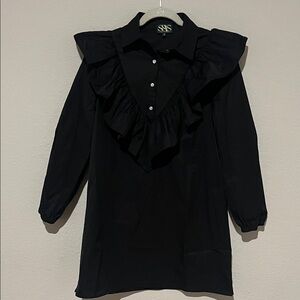 SSYS THE LABEL Black Ruffled Long Sleeve Dress